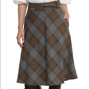 Outlander tartan A-line midi skirt